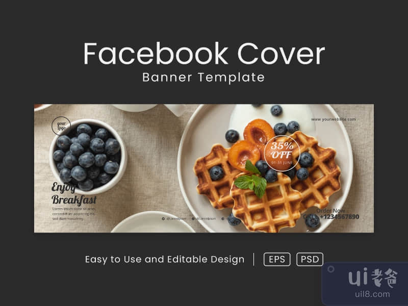 Delicious Food facebook cover page and web banner design template