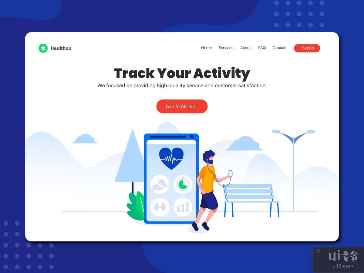 Track Your Activity - landng page + illustration