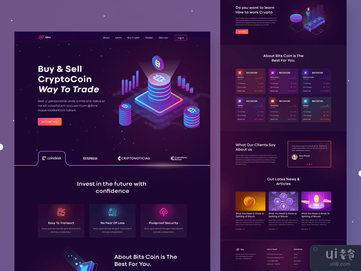 Cryptocurrency Web UI - Landing page