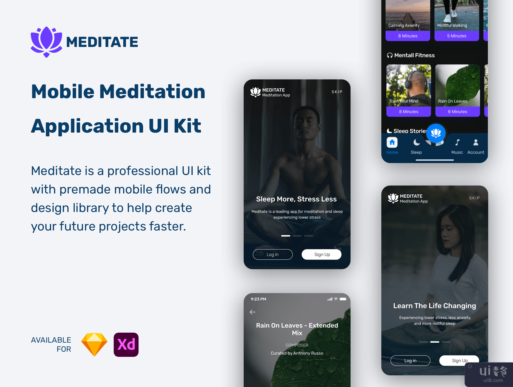冥想 - 移动冥想应用程序 UI 工具包(Meditate - Mobile Meditation Application UI Kit)插图7