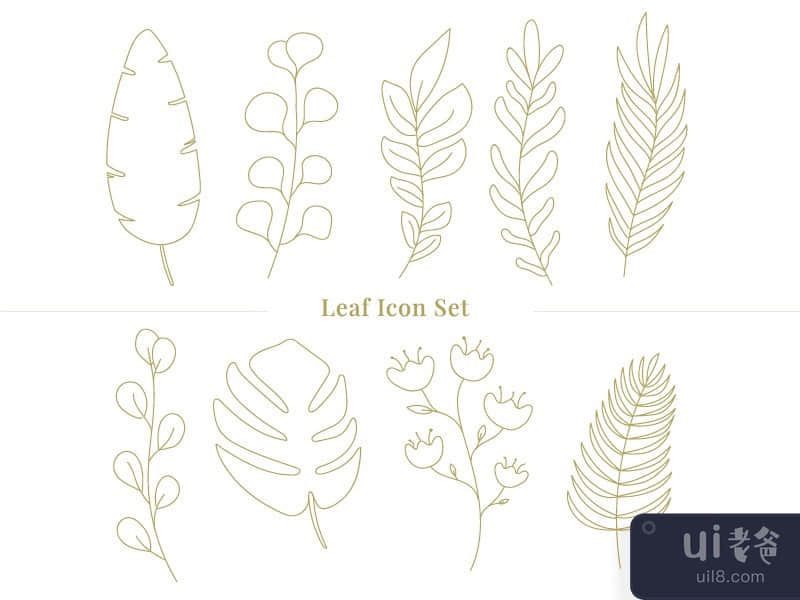 Leaf Icon Set - outline style