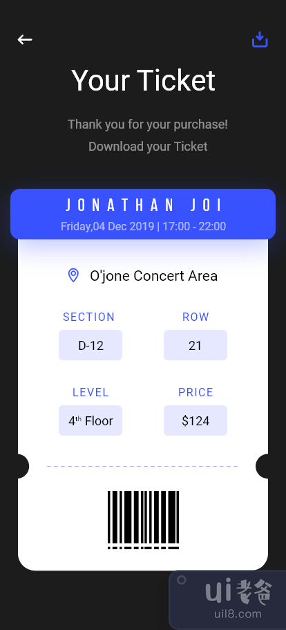 演唱会门票预订 - iOS UI 套件(Concert ticket booking - iOS UI Kits)插图1
