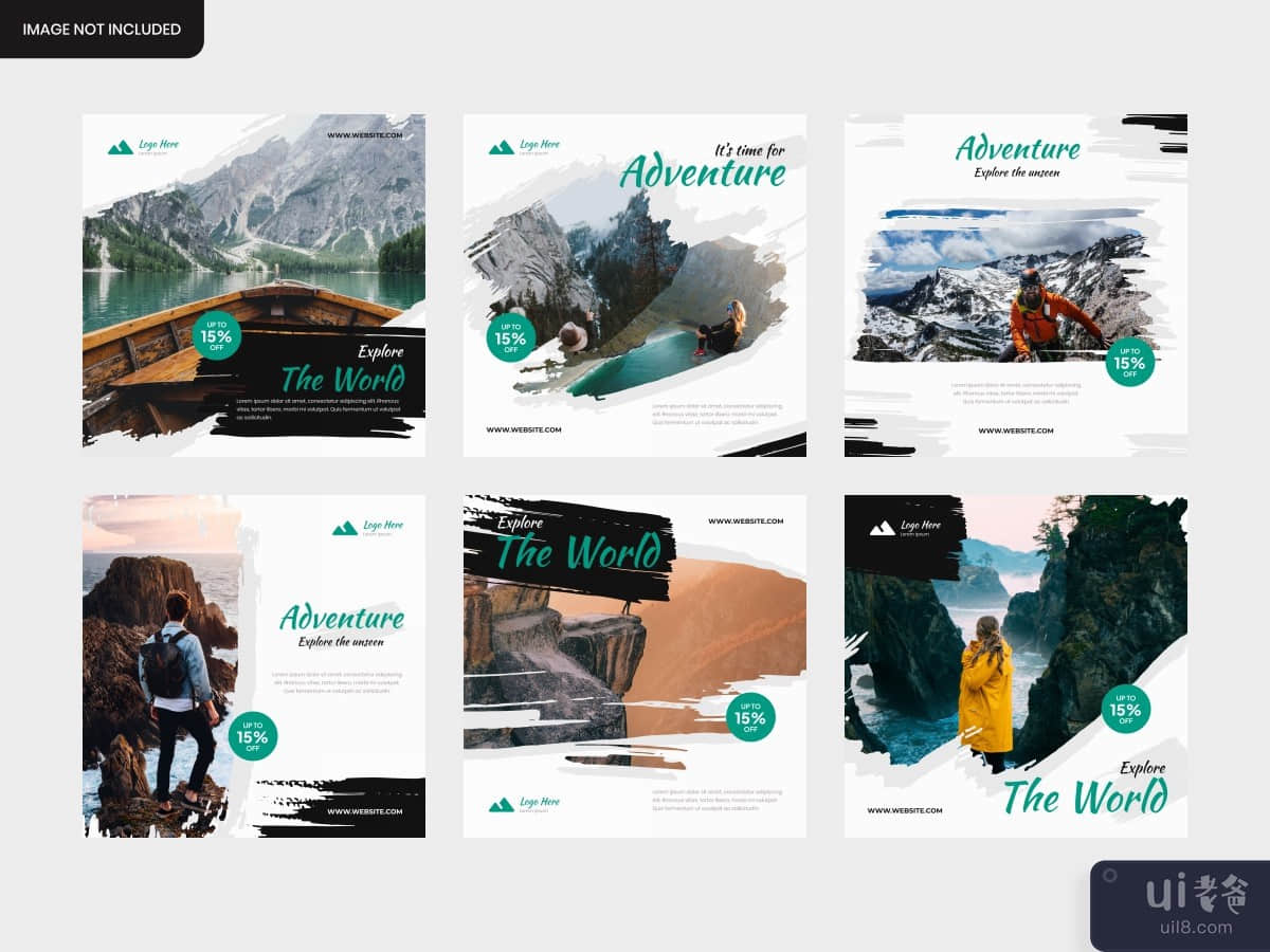 holiday travel adventure square banner for flyer and social media post template
