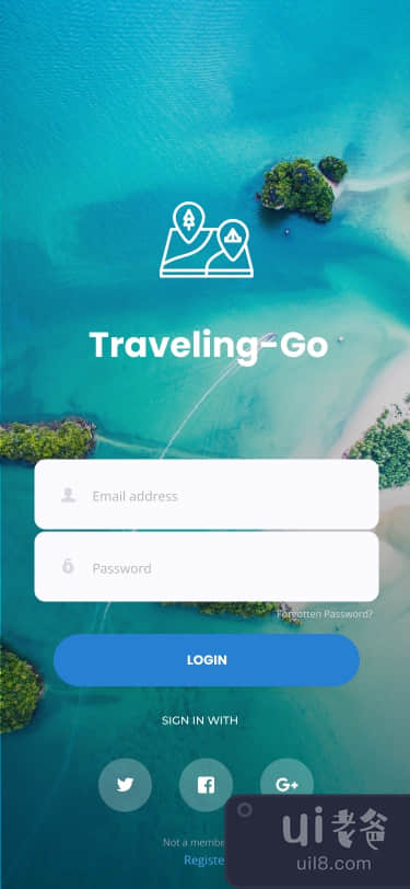 旅行移动应用程序的登录和注册屏幕(Sign in and Registration Screen for Travel Mobile App)插图3