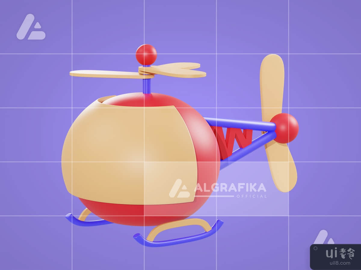 3d illustration helicopter object