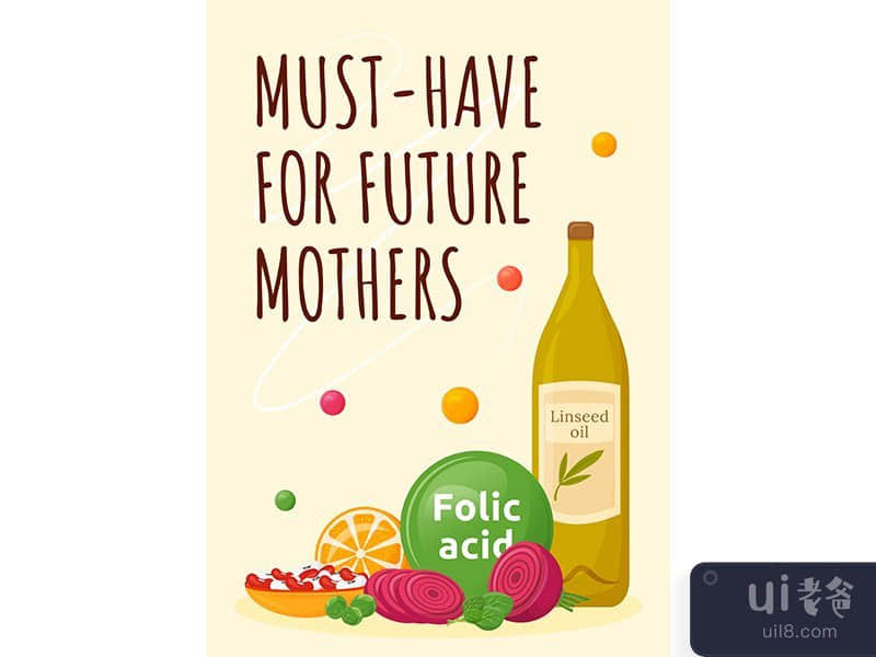 Must have for future mothers poster flat vector template