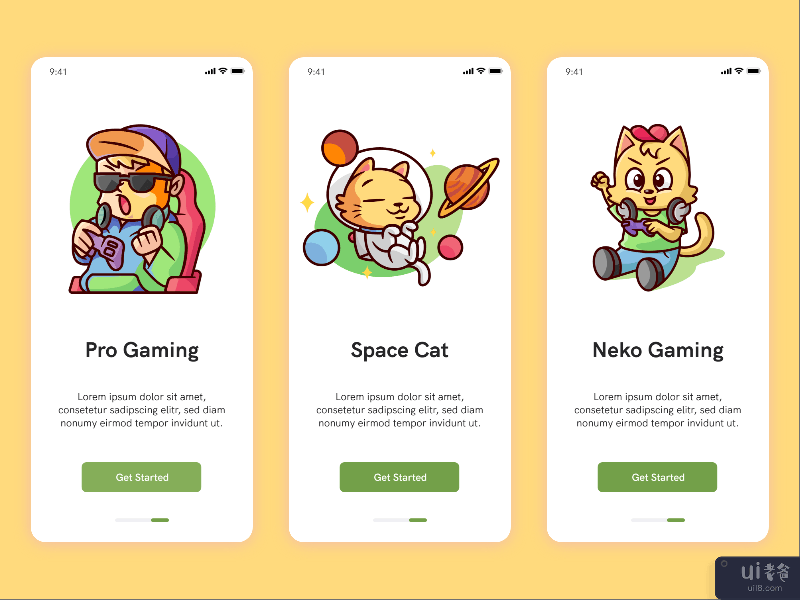 Neko Gaming Onboarding 屏幕 - 婴儿游戏 UiKIT(Neko Gaming Onboarding Screen - Baby Gamming UiKIT)插图3