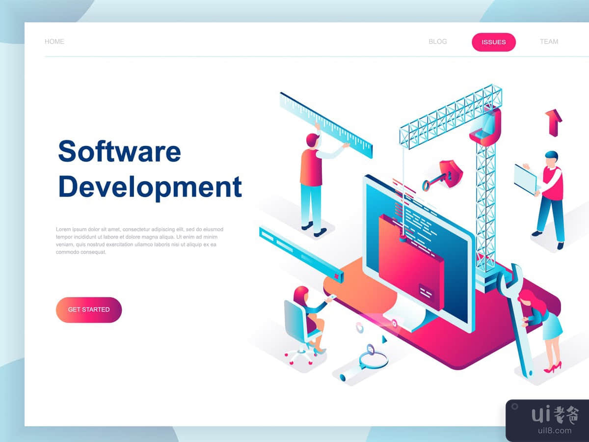 Software Development Isometric Landing Page