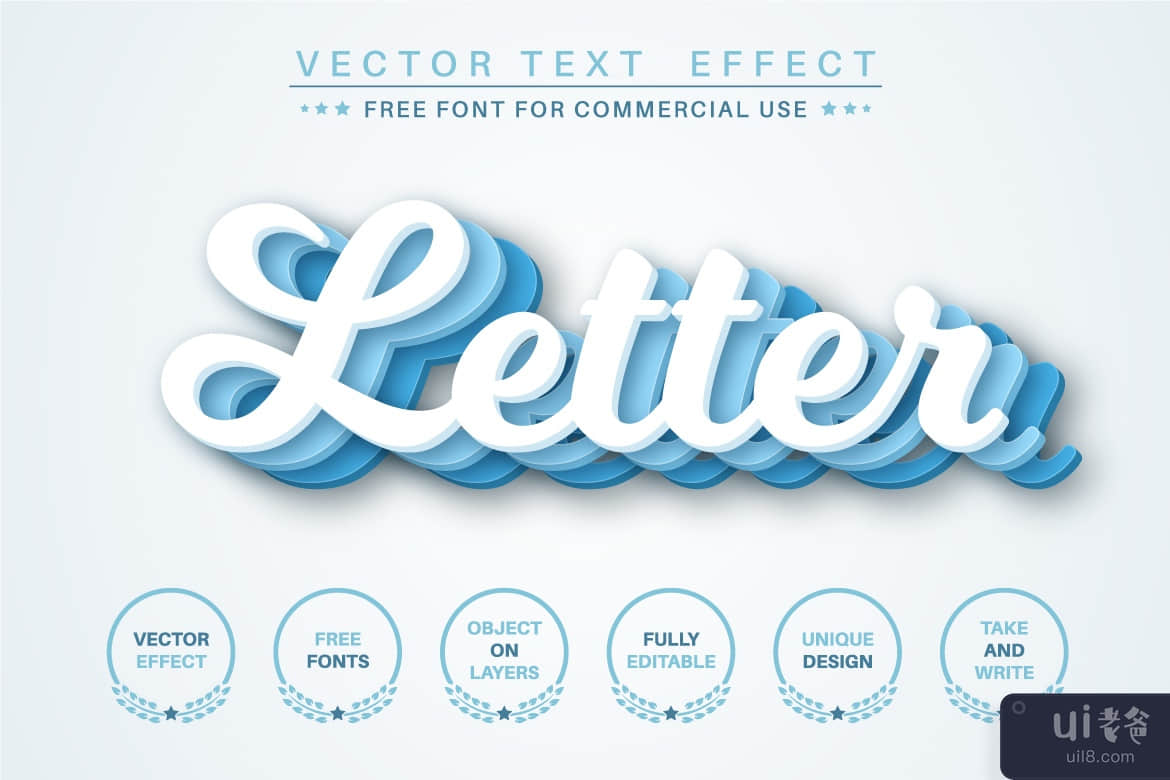 三层 - 可编辑的文字效果、字体样式(Three layers - editable text effect, font style)插图2