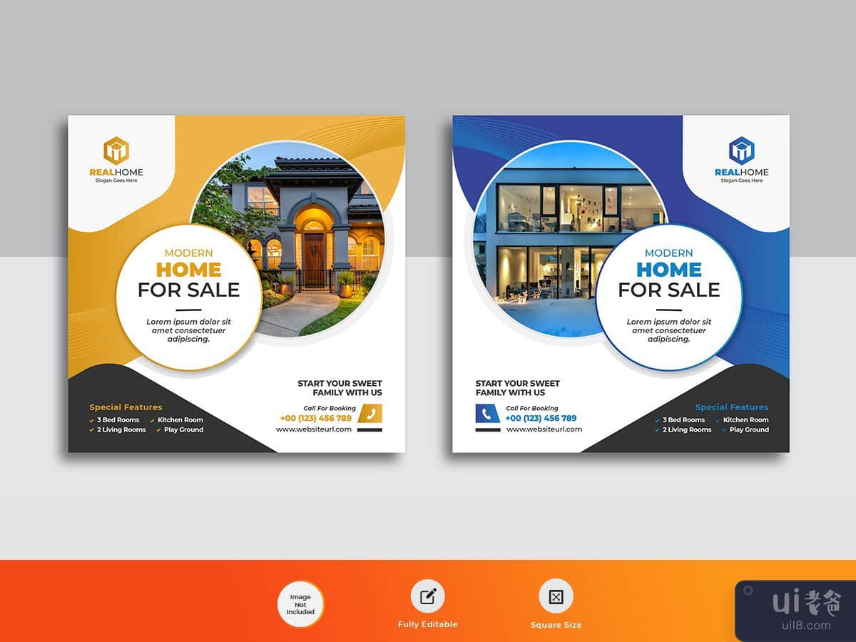 Real estate business agency web banner post template 