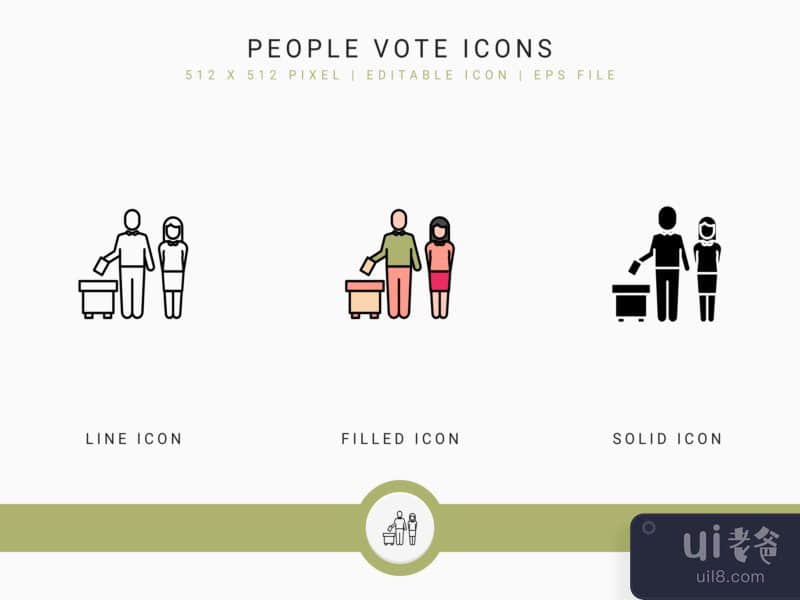 People vote icons set vector illustration with solid icon line style