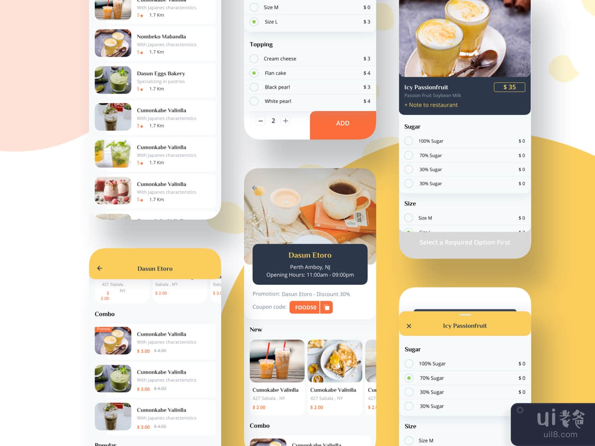 Feature Order & Payment for Mobile UI Food Application