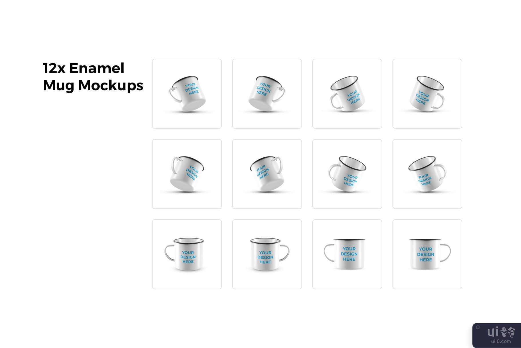 12x 搪瓷杯模型(12x Enamel Mug Mockups)插图