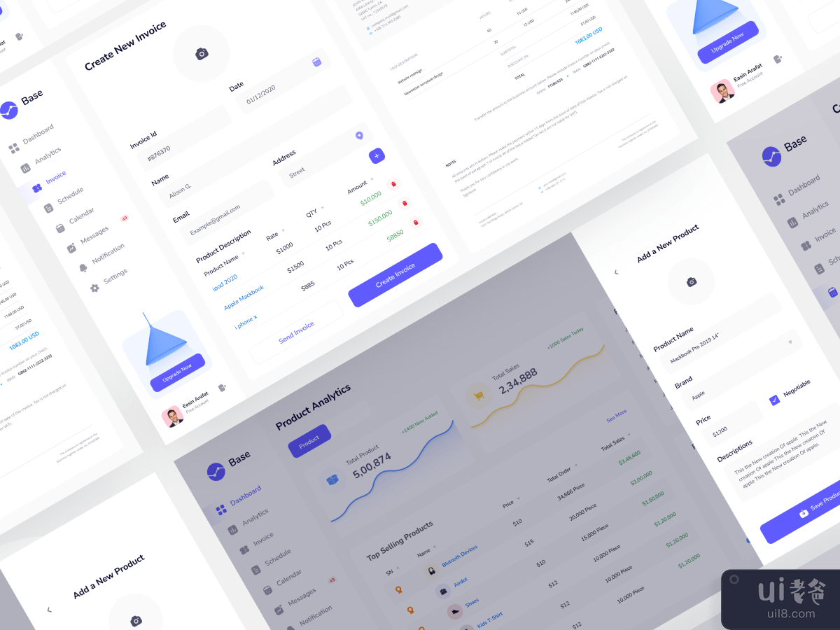 Saas Dashboard _ Create Invoice & Add Product Page 