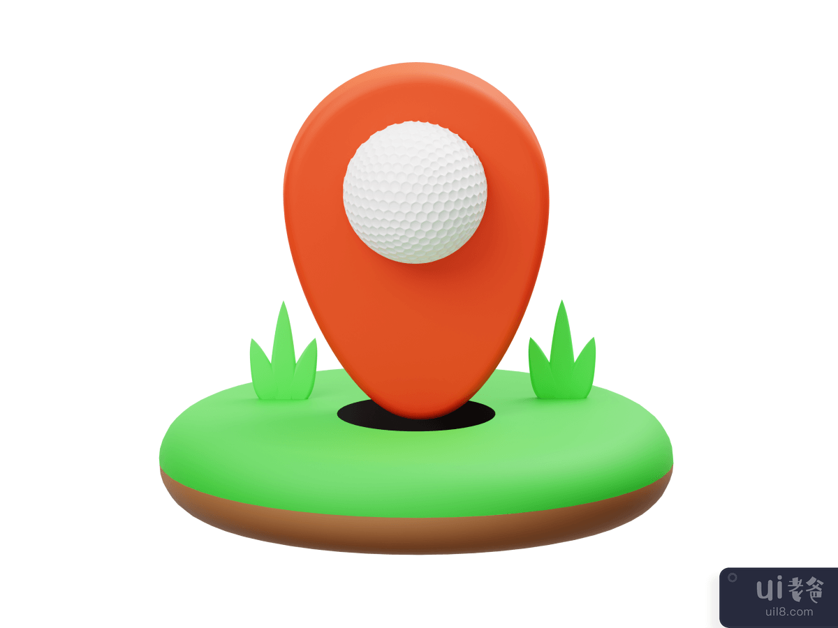 Golf Hole 3D Render Illustration