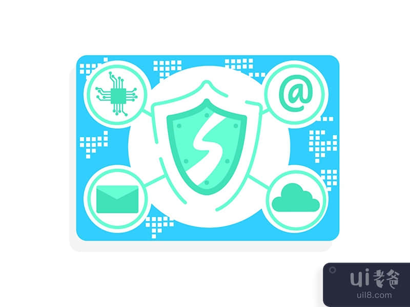Cloud email security semi flat color vector object