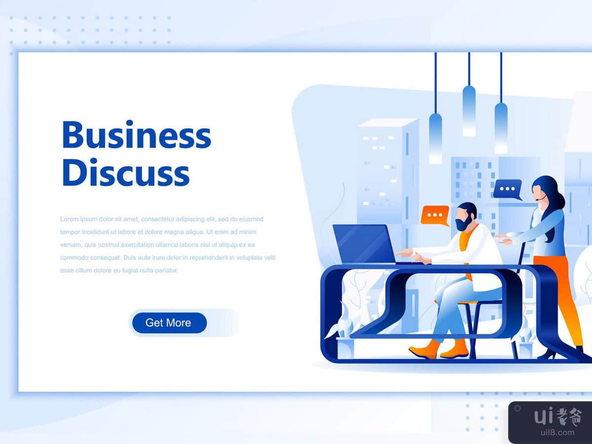 Business Discuss Flat Landing Page Header
