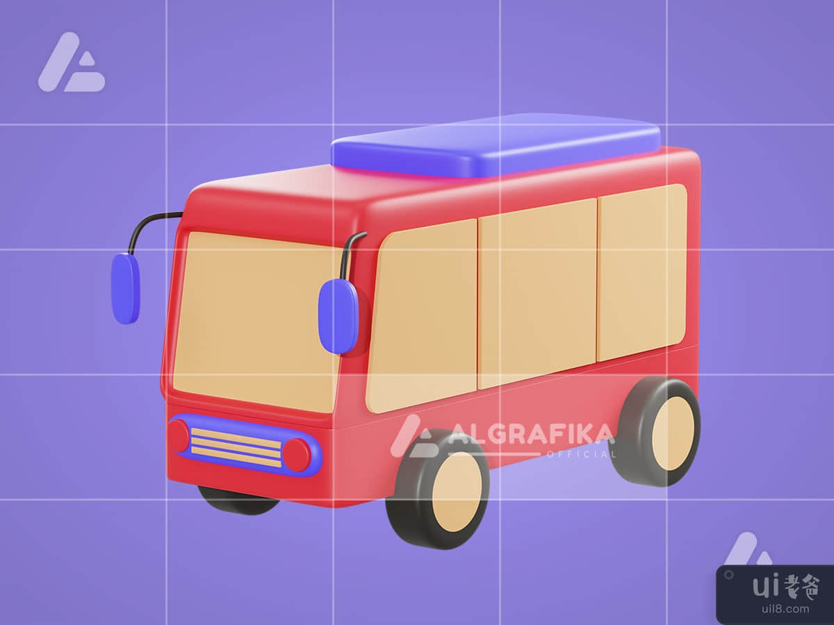 3d illustration bus vehicle object