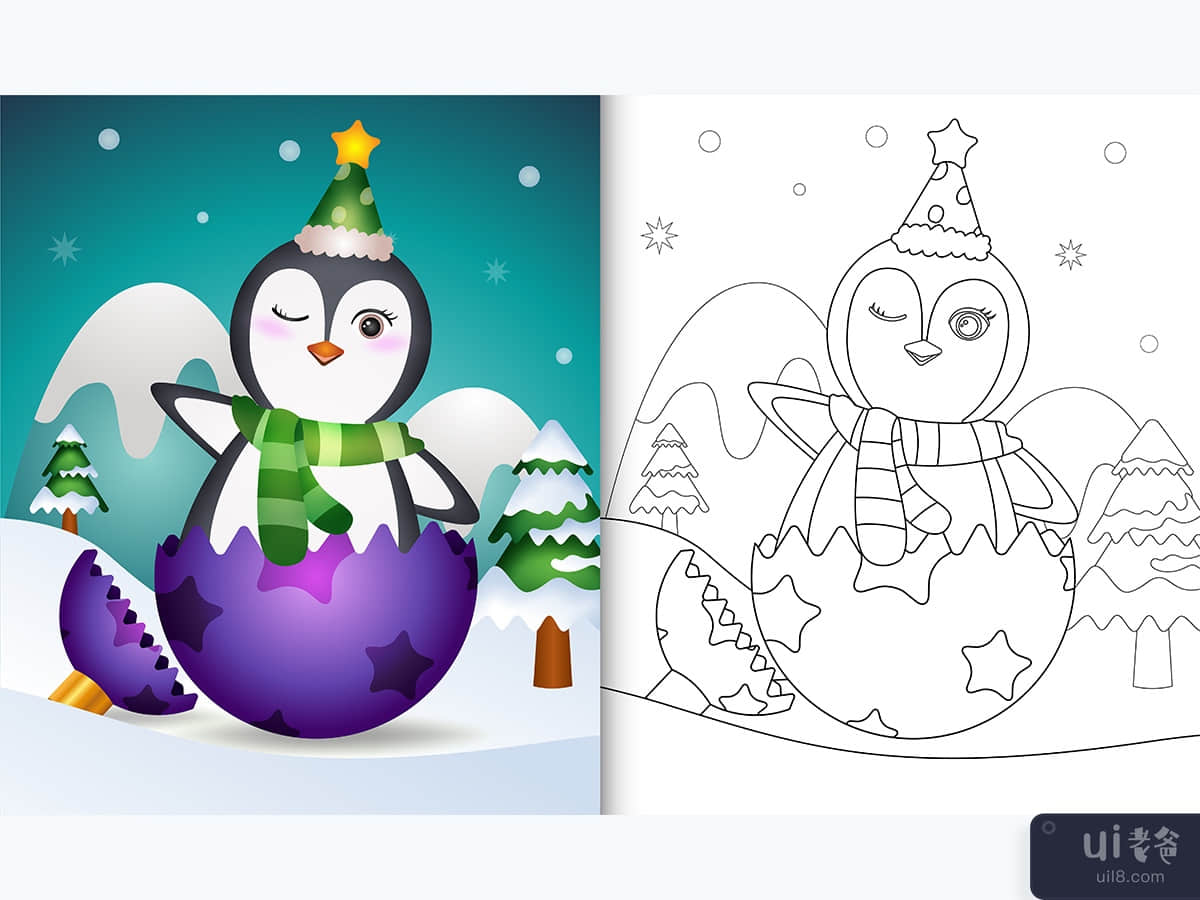coloring book for kids with a cute penguin
