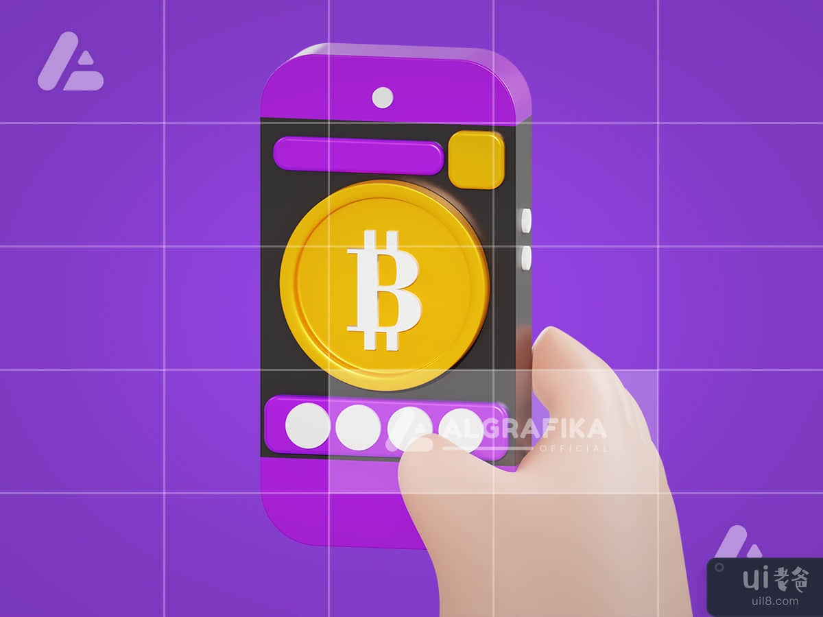 3d illustration bitcoin apps
