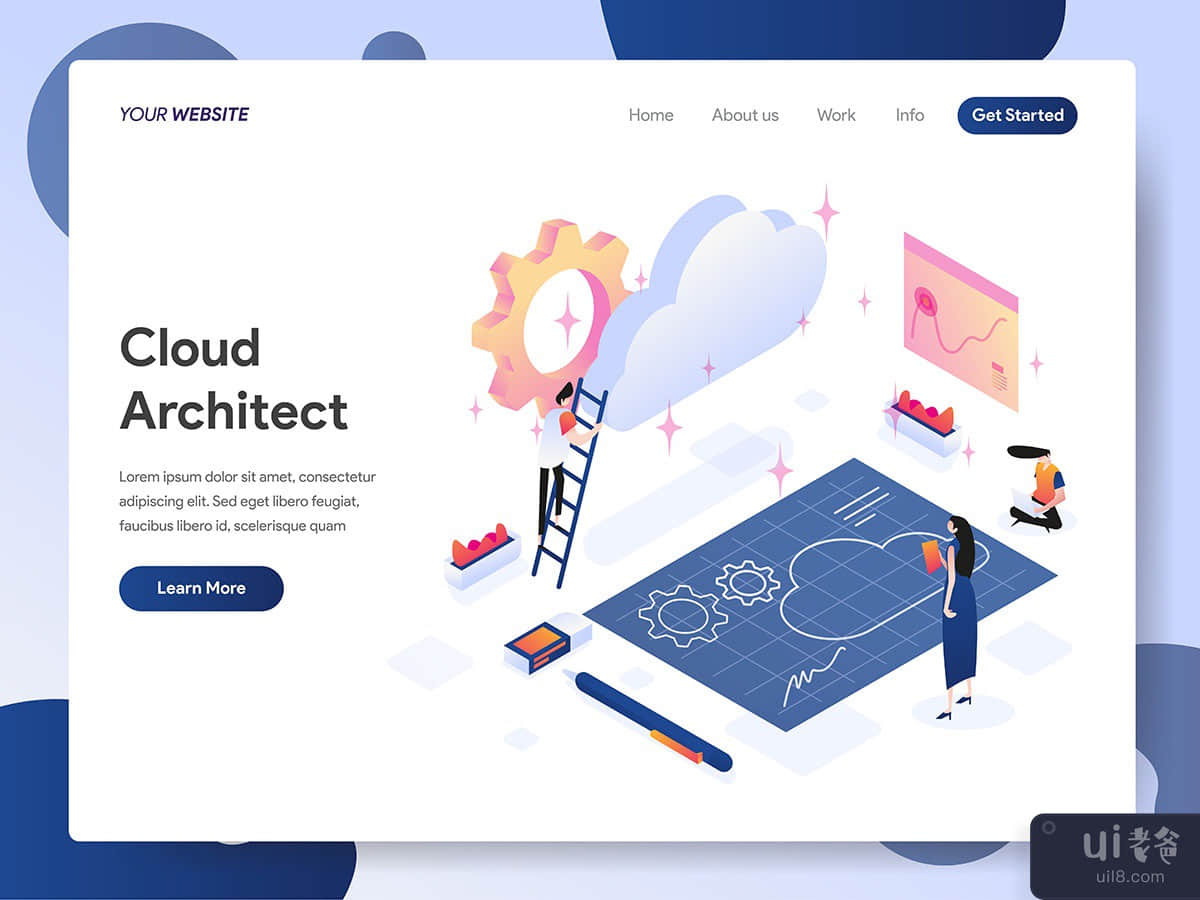 Cloud Architect Isometric Illustration
