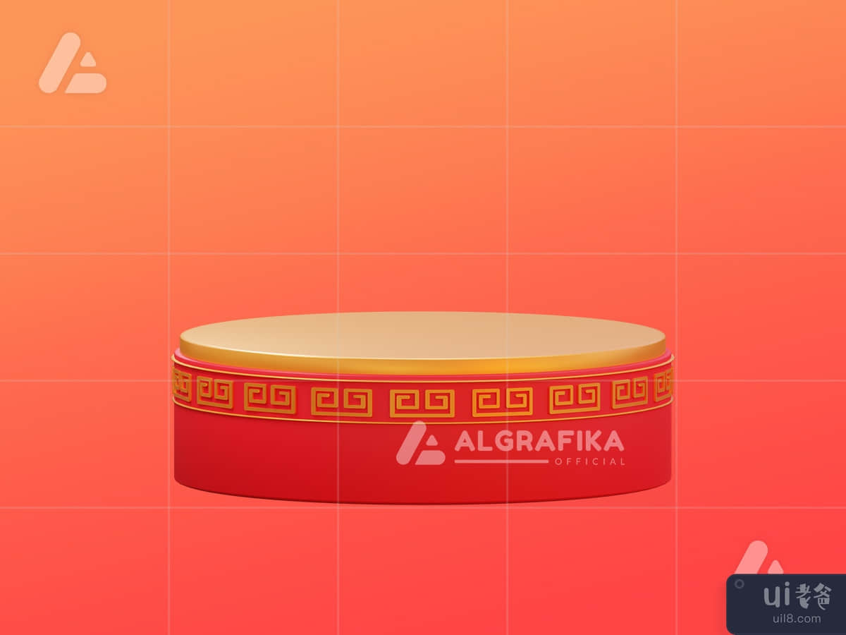 3d chinese new year object big podium