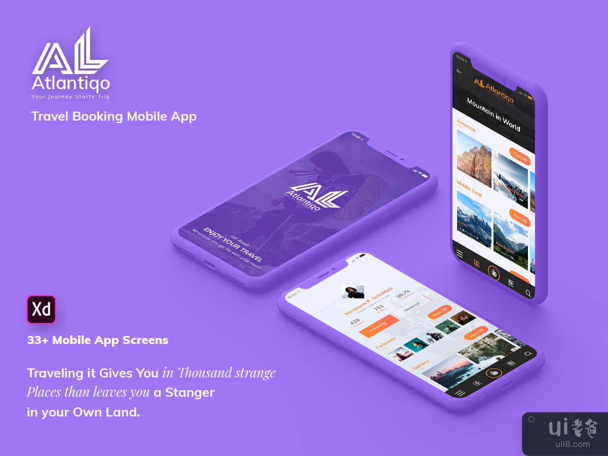 Atlantigo-Travel & Flight Booking Mobile App UI Kit (XD)