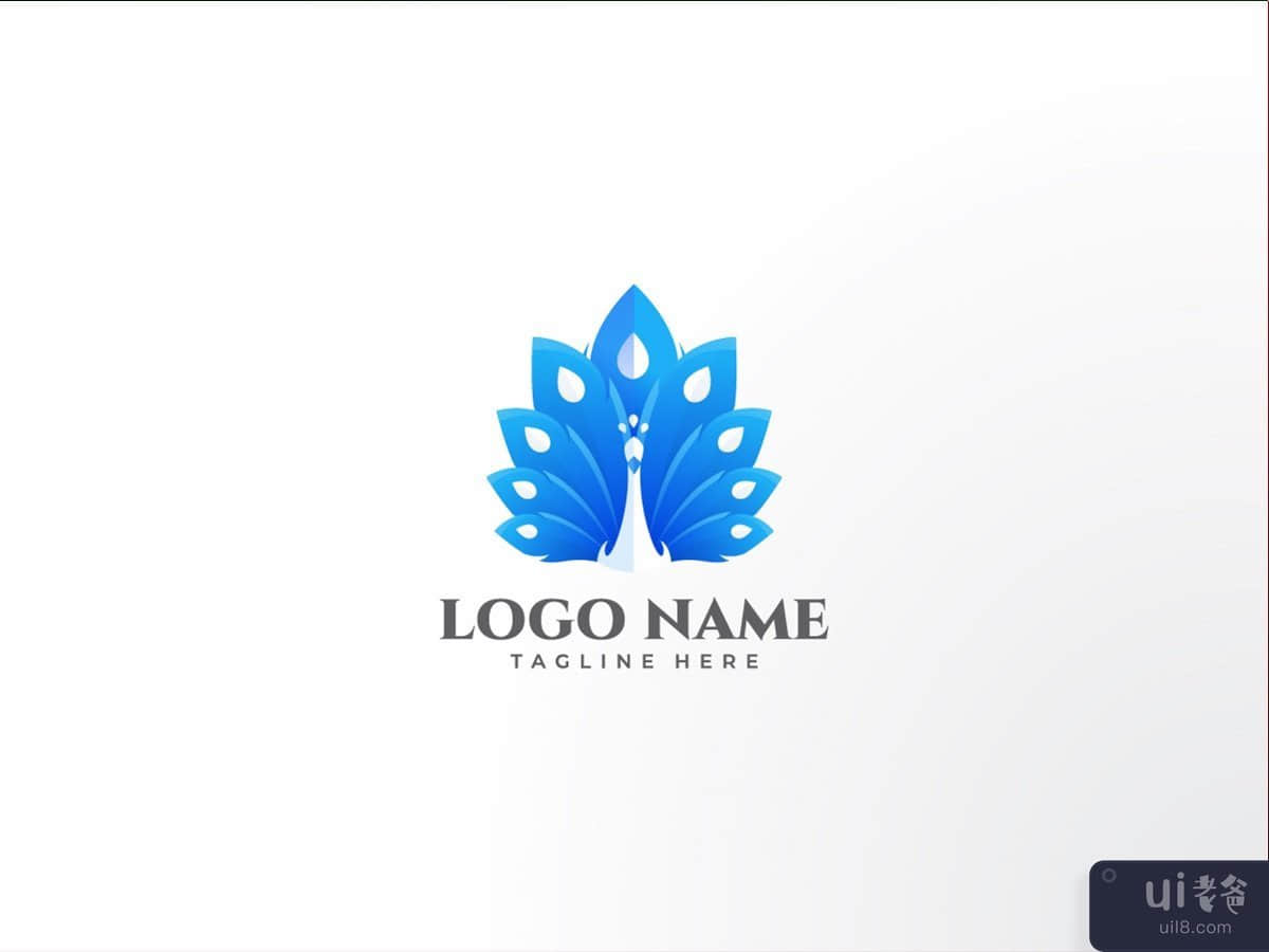 蓝孔雀渐变标志创辉设计模板(Blue Peacock Gradient Logo Colorfull Design Template)插图2