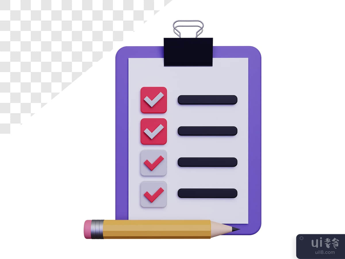 3d checklist illustration
