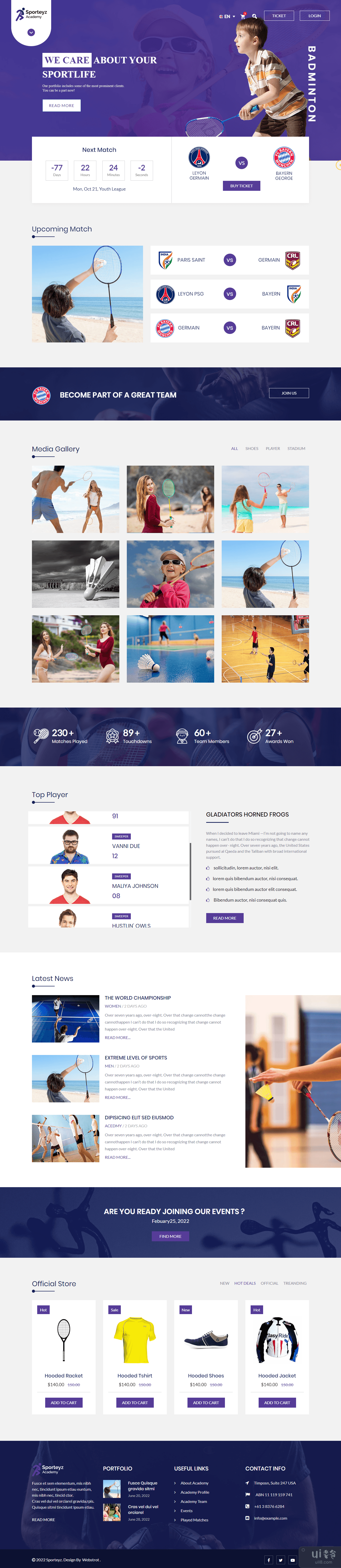 羽毛球 HTML 模板(Badminton HTML Template)插图2