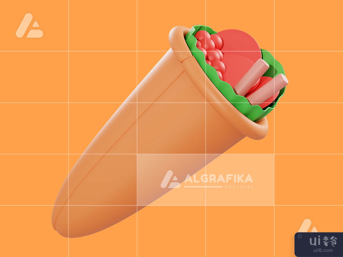 3d illustration kebab object