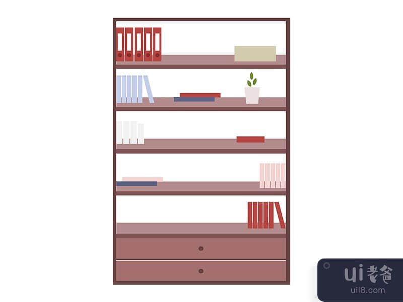 Bookcase for office semi flat color vector object