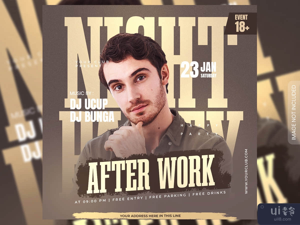 After Work dj party flyer or social media post and web banner