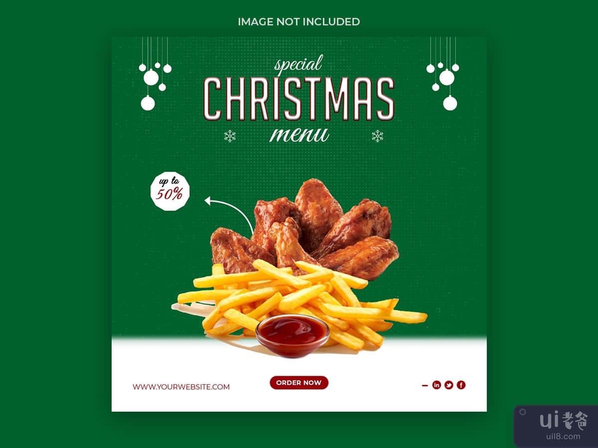 Christmas social media post for restuarant delicious menu template 