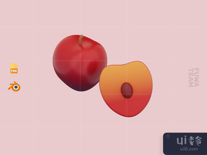 Cute 3D Fruit Illustration Pack - Plum