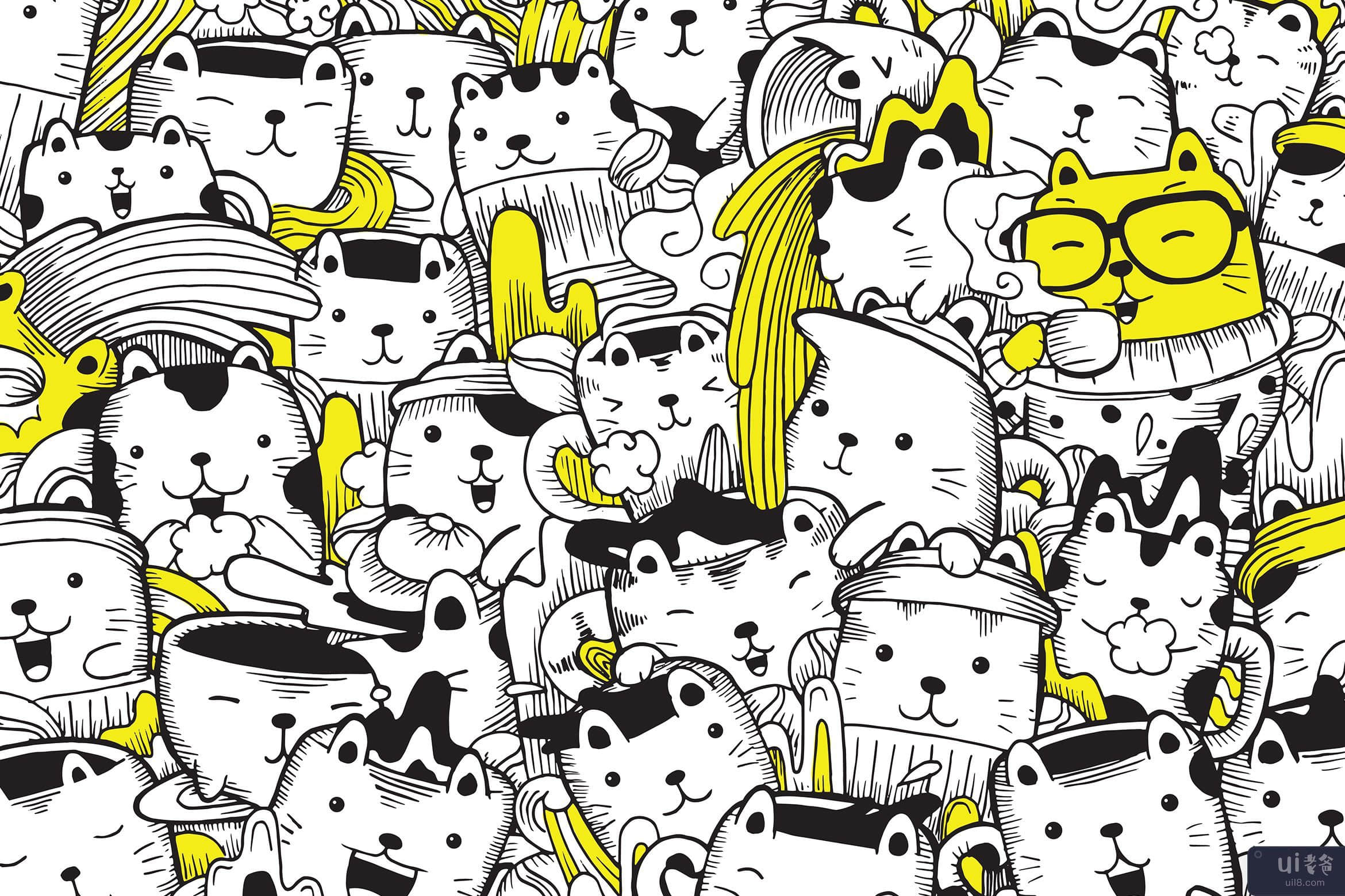 猫和咖啡的孩子们的可爱着色(Cute coloring for kids with Cats and Coffee)插图2