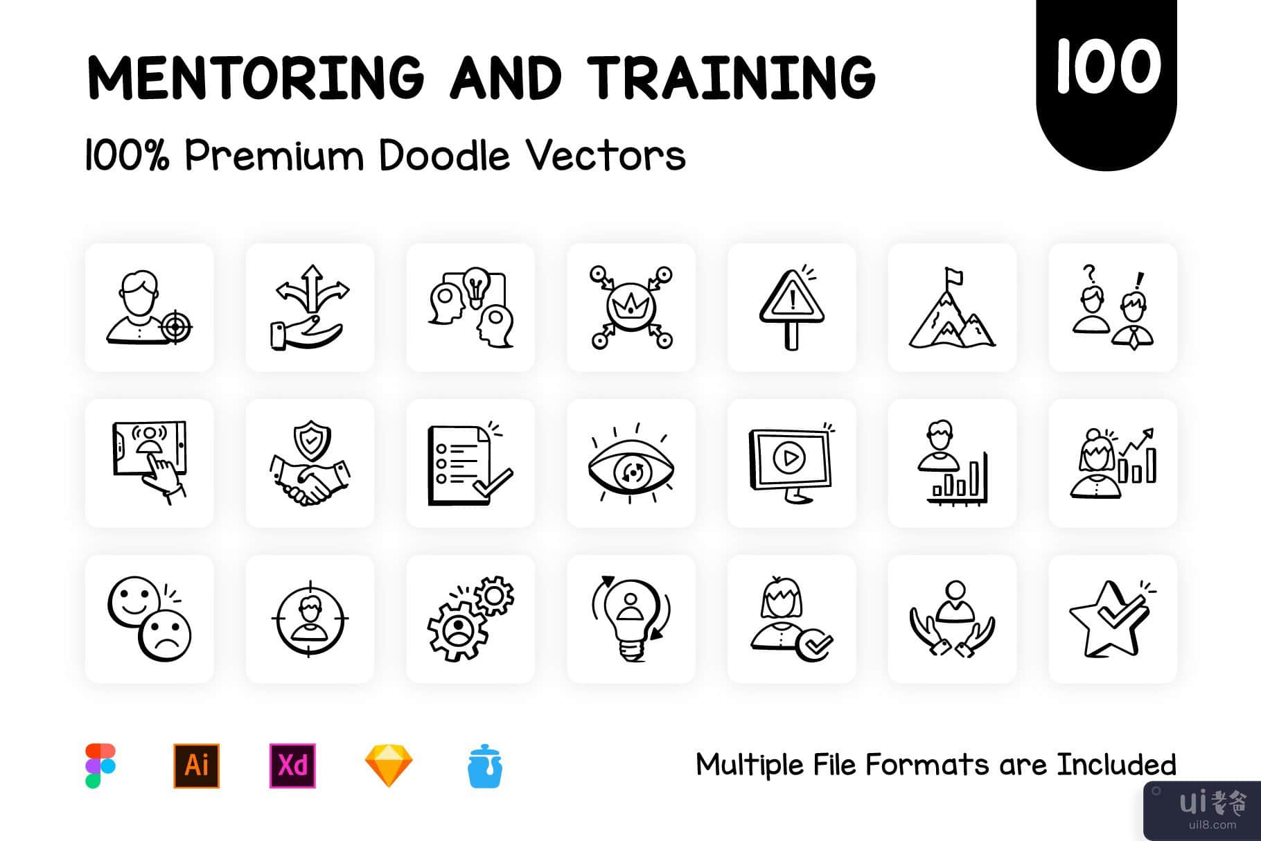 110 指导和培训矢量图标(110 Mentoring and Training Vector Icons)插图9