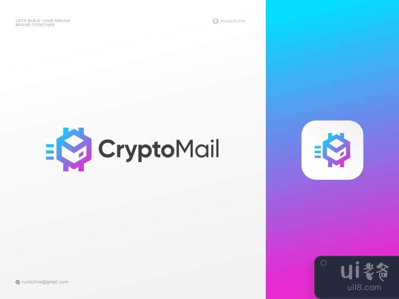 Crypto Logo - Blockchain Logo - Mail Logo