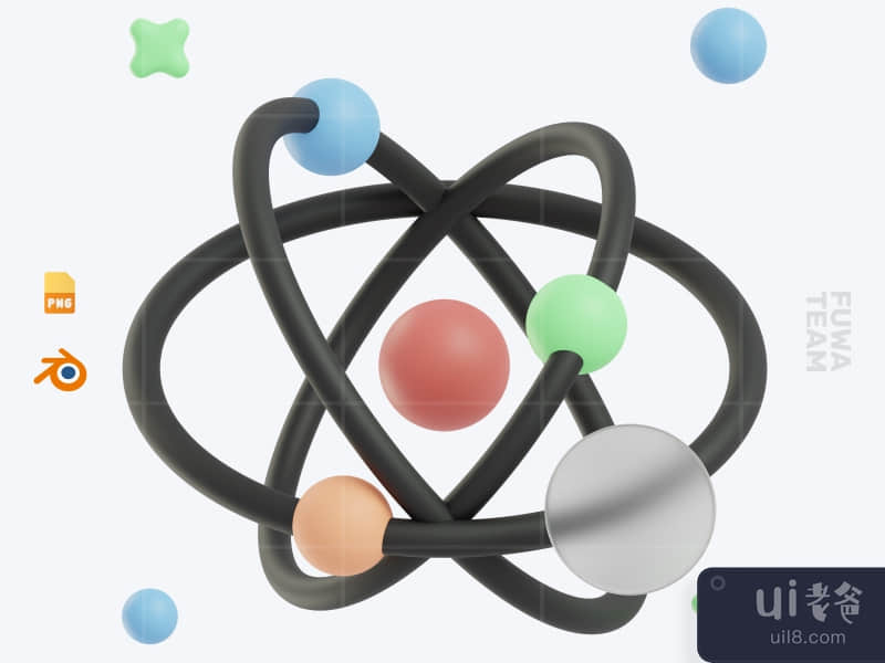 Atom - 3D School Icon Pack (front)