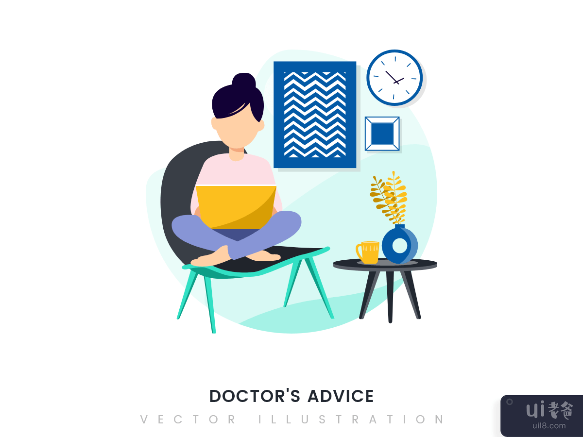 A woman work from home illustration concept