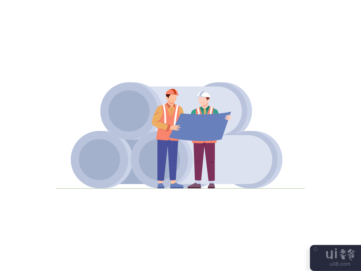 Contractor and foreman - Industrial Illustration