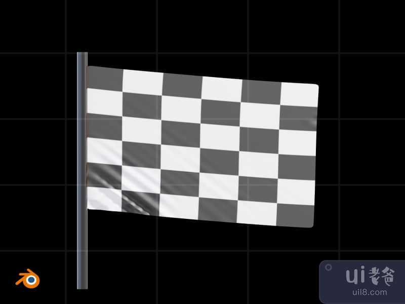 3D Game Item Glow In The Dark Illustration Pack - Finish Flag (Front)