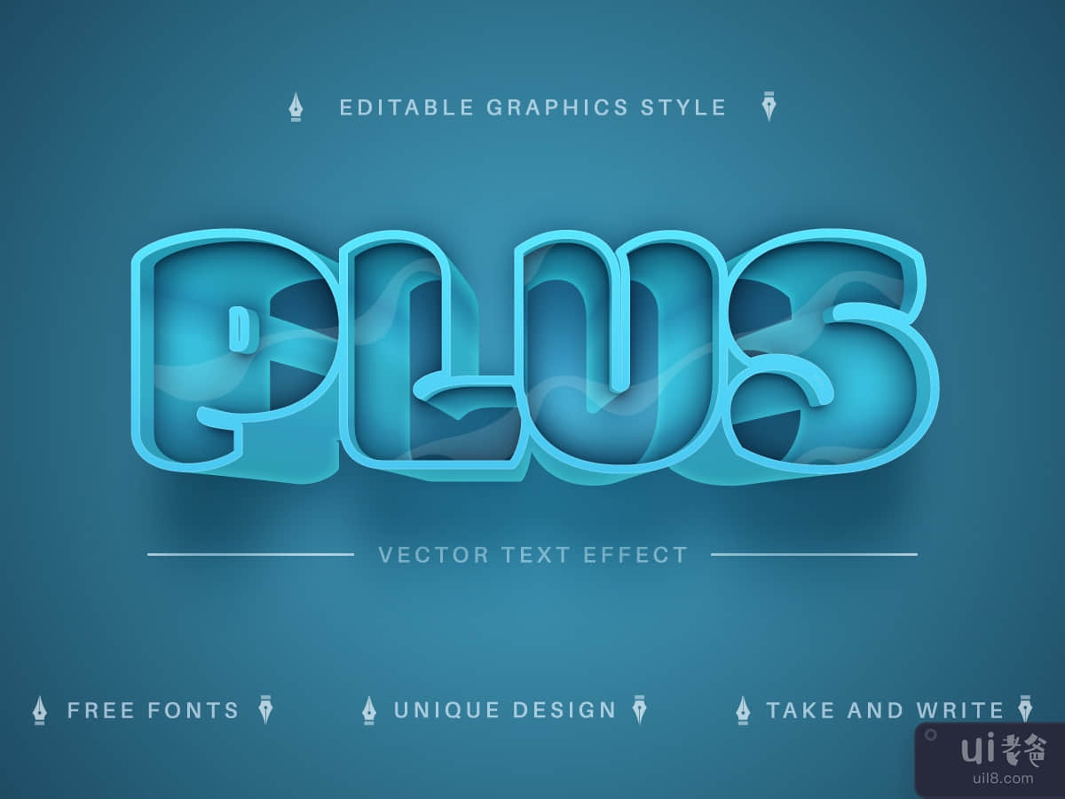 Blue Glass - Editable Text Effect, Font Style
