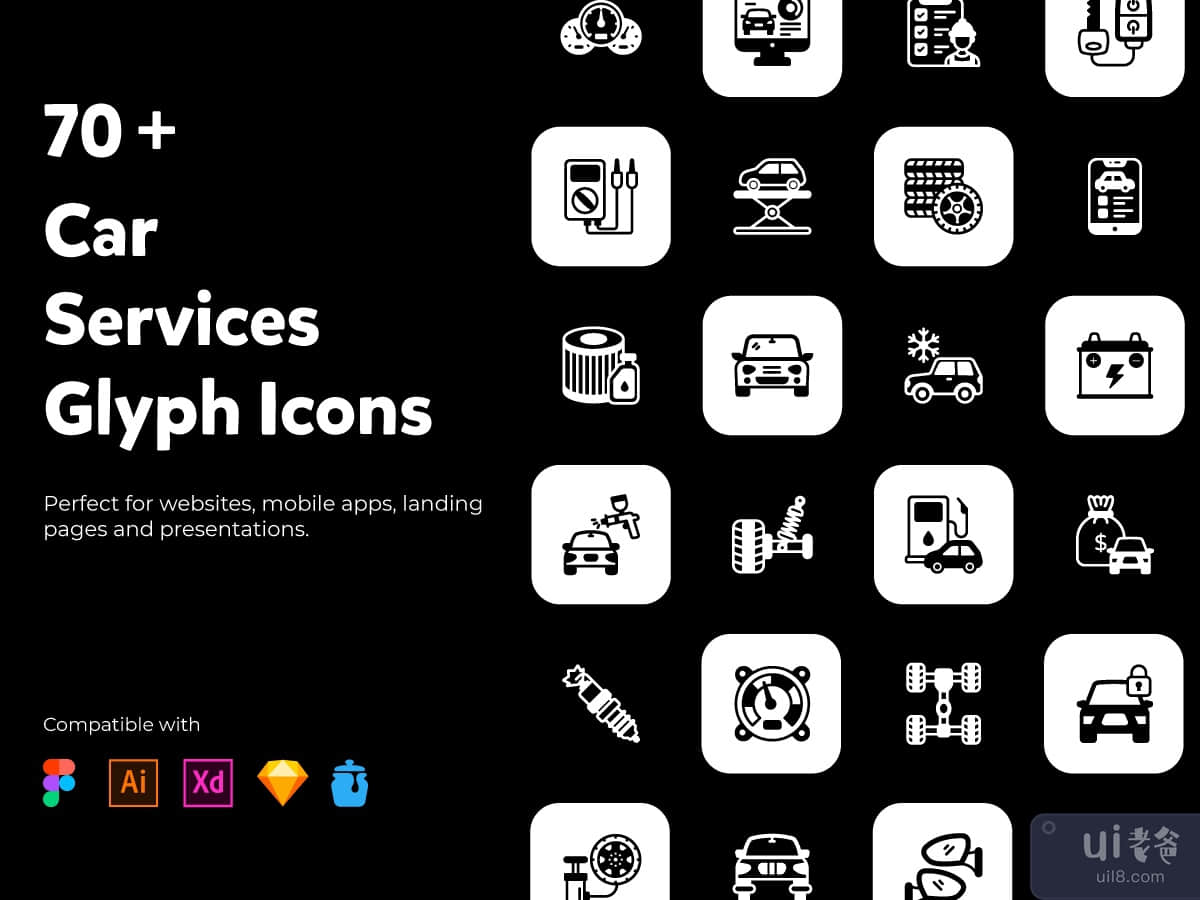 Car Services Solid Icons Pack