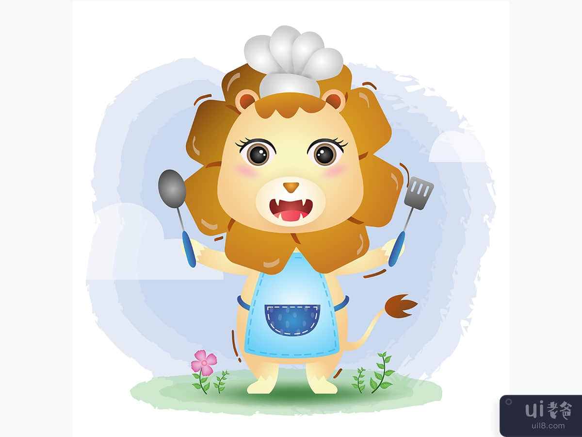 a cute little lion chef