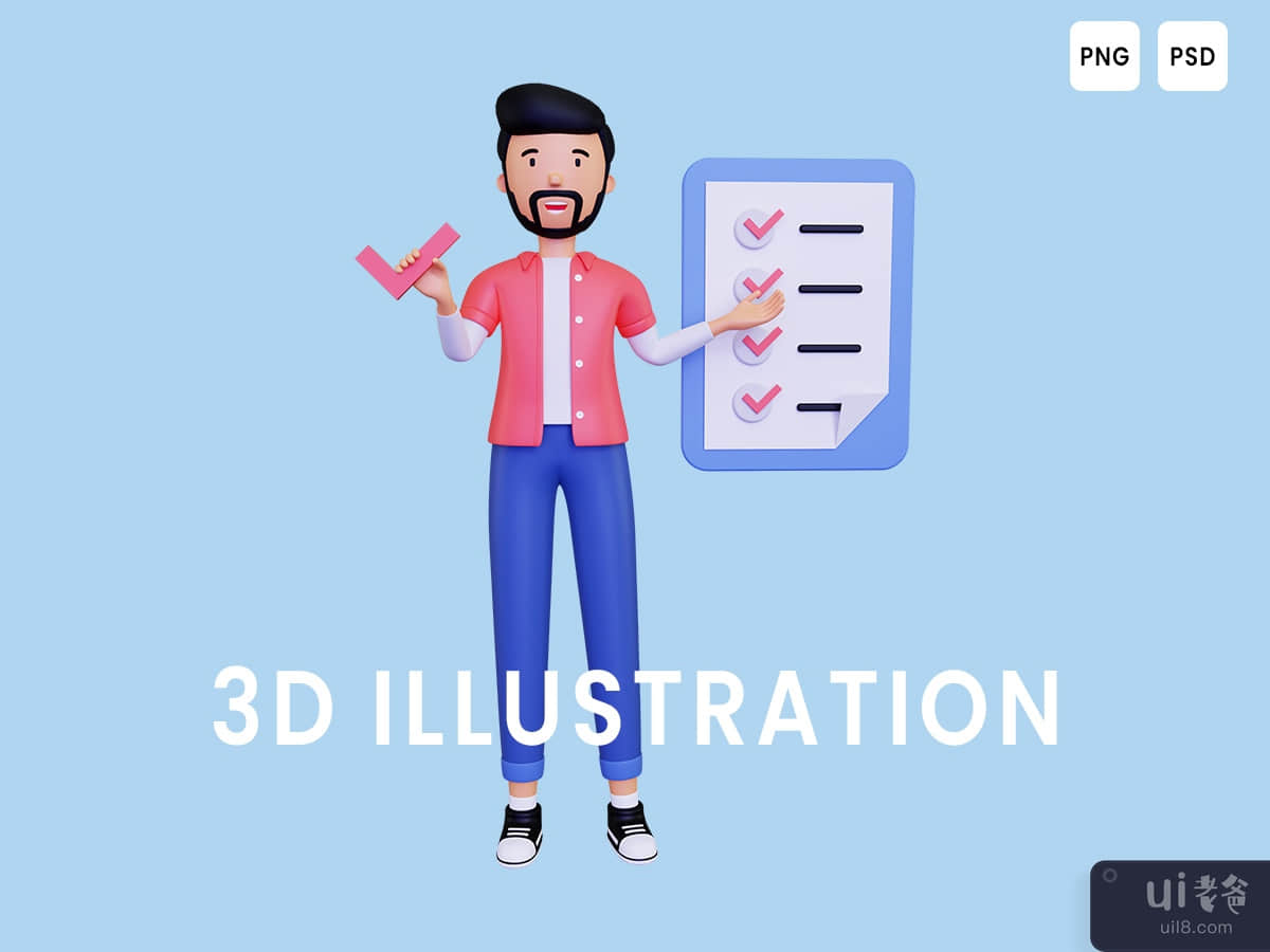Checklist 3D Illustration