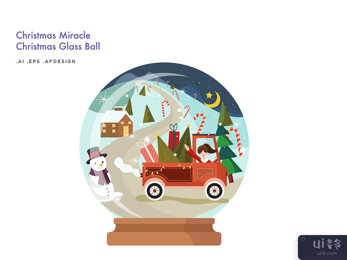 Christmas Miracle - Christmas glass ball present Vector Illustration