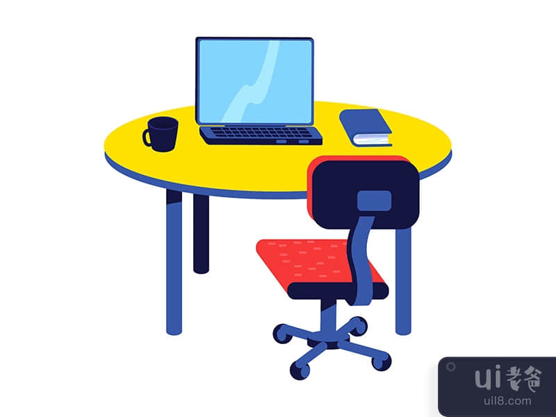 Creating workspace at home semi flat color vector object
