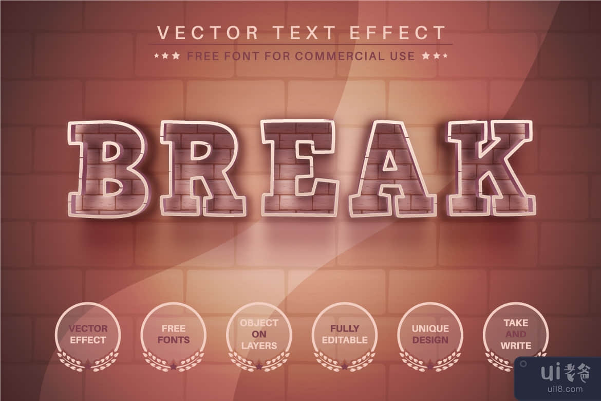 Brick Stone - 可编辑的文字效果，字体样式(Brick Stone - Editable Text Effect, Font Style)插图6