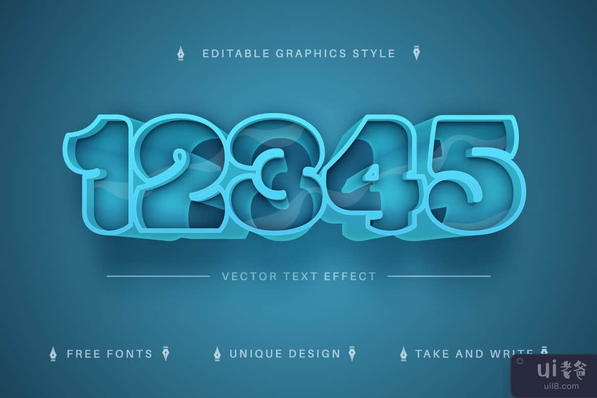 蓝色玻璃 - 可编辑的文本效果，字体样式(Blue Glass - Editable Text Effect, Font Style)插图5